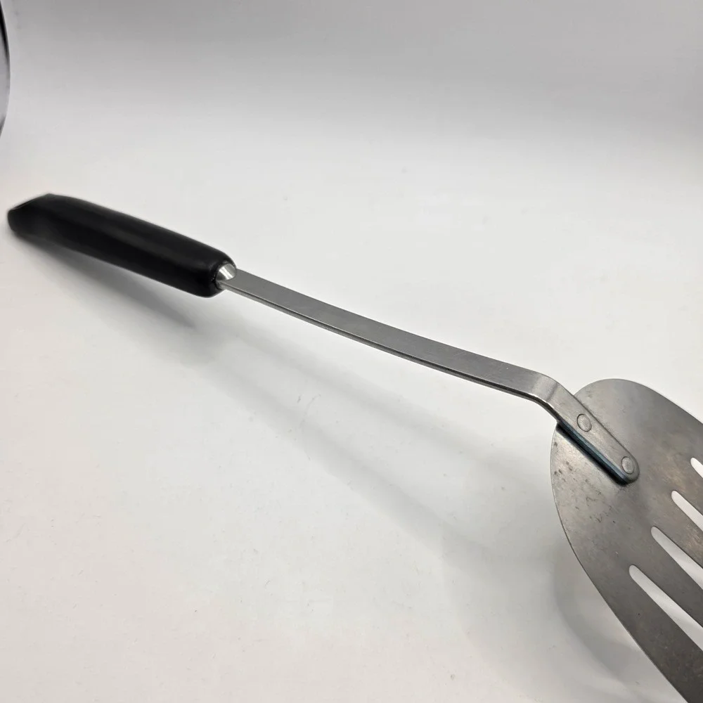 Vintage Ekco Eterna Slotted Spatula Black Atomic Starburst Stainless Steel USA